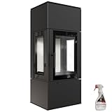 KRATKI Thor View Kaminofen 8 kW – freistehend mit Panoramascheibe – Wirkungsgrad 83%, BImSchV 2 – Holzofen mit TERMOTEC-Auskleidung, Ø150 mm Rauchrohr, EEK A