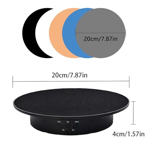Image of Motorized Rotating Display Stand - 360 Degree Electric Turntable for Product Photography, Jewelry, and 3D Scanning | Multi-Speed & Multi-Angle Control, USB Powered (Black)