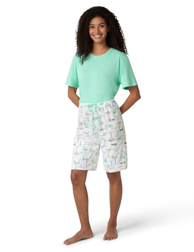 Image of HUE Women's Summer Vacation Pajama Separates, Soft, Whimsical Print Pjs with Tropical Beach Themes, Flip Flops, Cocktails