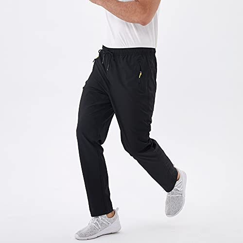 Rapoo Men's Workout Athletic Hiking Sweatpants Joggers Pants Elastic Waist Jogging Running Pants For Men With Zipper Pockets 05 Black 3Xl #TOP2