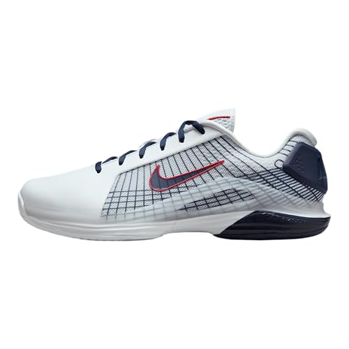 Nike Vapor 12 Hypersmash Men's Hard Court Tennis Shoes (HJ0549-100, White/Sport Red/Pure Platinum/Obsidian)