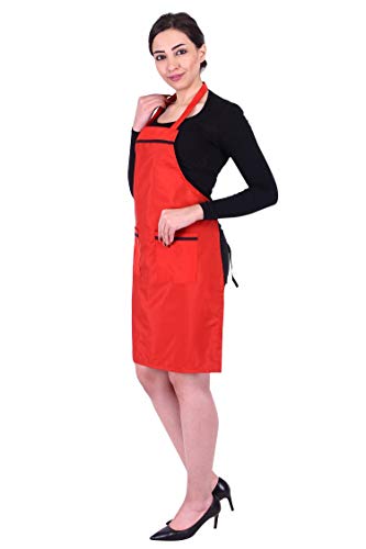 Image of Switchon Waterproof Polyester Apron with Pockets | Free Size Unisex Kitchen Cooking Chef for Home, Cafe, Hotel & Restaurant | Multi-Purpose for Gardening, Painting & Craft Work
