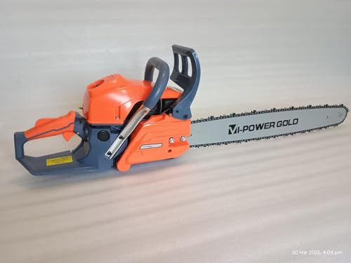Image of CHAINSAW Premium Titanium Chain, Guide Bar & Carburetor | Woodcutting Saw for Farm, Garden & Ranch with Tool Kit (ORANGE BODY)