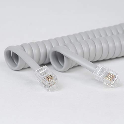 Coiled Telephone Handset Cord For Use With Pbx Phone Systems, Voip Telephones - 12 Ft Uncoiled, Rj22, 1.5 Inch Lead On Both Ends, Dolphin Gray #TOP2