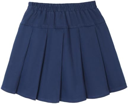 여아용 교복 플리츠 풀온 스쿠터 스커트 카키 네이비 블루 언더쇼츠 신축성 있는 허리 밴드 — 사진 4