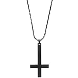 BESPORTBLE Collar Cruz Hombre Acero Inoxidable Negro Colgante Vintage Cadena Clavícula Moda Unisex Elegante