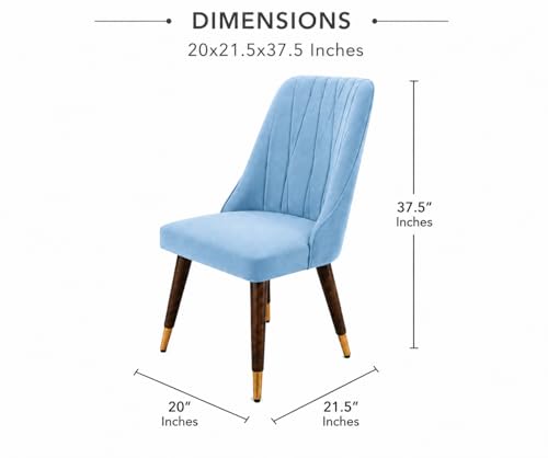 Image of WOODEN SPACE 6-Seater Wooden Dining Table Set | Nano Composite Marble Top | Solid Wood Base | Modern Dining Room Furniture with 6 Chairs (Blue Frontline)