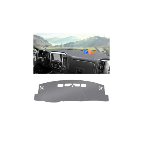 Image of Autorder Gray Dashboard Cover Mat for 2014-2018 Chevy Chevrolet Silverado /GMC Sierra 1500, 2015-2019 Silverado /GMC Sierra 2500HD 3500HD Accessories Dash Cover Upgrade Polyester Dash Mat