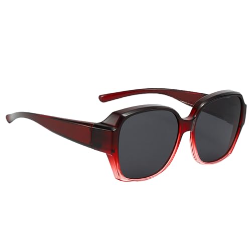 Genérico Gafas de sol polarizadas que se ajustan sobre gafas,Gafas de sol polarizadas envolventes | de envolventes para mujer,Protección UV, montura cuadrada, sombra facial polarizada para conducir