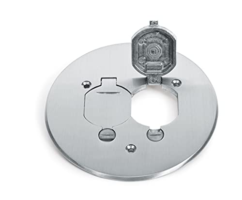 Lew Electric TCP-2-LR-A Floor Box, 5-3/4" Seamless Flanged Cover w/Dual Flip Lid and Duplex Mount. Plt. - Aluminum