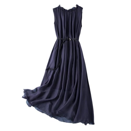 Robe en Soie Mulberry Femme DISSA Unie | Robe aux Genoux Légère pour Peaux Sensibles