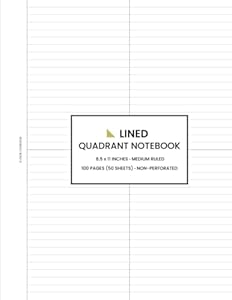 Lined Quadrant Notebook: Medium Ruled Paper, 4 Section Categorized Boxes, 100 Pages (50 Sheets), 8.5" x 11"