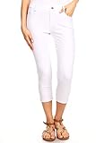 Plus Size Women's Classic Basic Five Pockets Solid Capri Skinny Jeggings Color WHITE Size XL