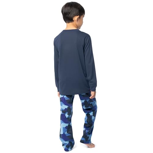 Fruit of the Loom Boys' Long Sleeve Jersey Henley Top and Fleece Pant Sleep Pajama Set2