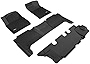 3D MAXpider Complete Set Custom Fit All-Weather Floor Mat for Select Nissan Armada Models - Kagu Rubber (Black)