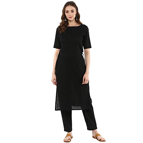 Women's Cotton Slub Straight Kurta with Pants
