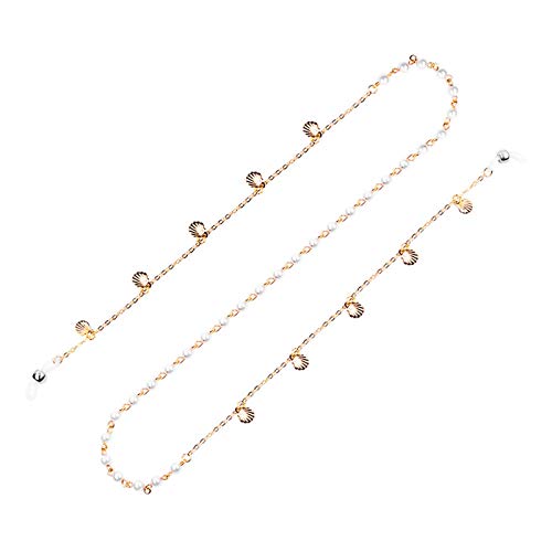 Preisvergleich Produktbild AMRT Brillenkette Frauen Perle Sonnenbrille Kette Lesebrille Kette beiläufige Wulstige Shell Gläser Kette Seile Gläser Zubehör (Color : Gold, Size : Free Size)