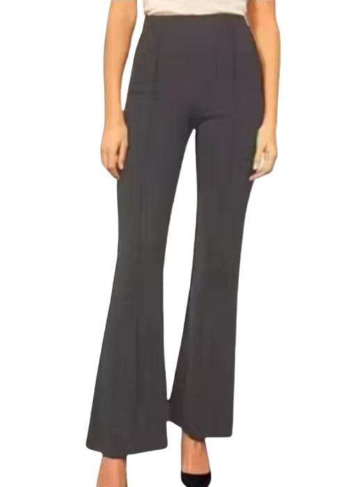 Image of Modern Women Stylish Straight Fit Casual Office Trousers for Daily Comfort and Elegant Look Grey M