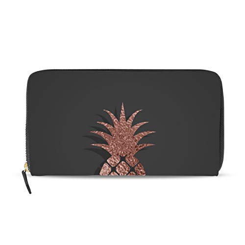 Portefeuille en cuir pour femme Ananas fermeture éclair grand format chic