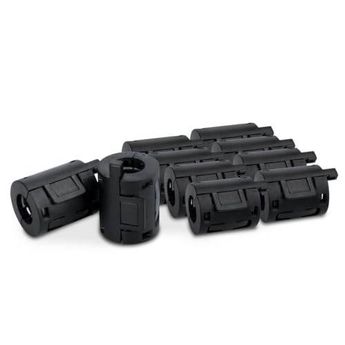 Innfeeltech 10 Piezas Núcleo de Anillo de Ferrita Negro Clip-on Núcleo de Ferrita EMI Supresor de Ruido Cable clip con 7mm de diámetro interior para cables USB, tipo Wire-Wound