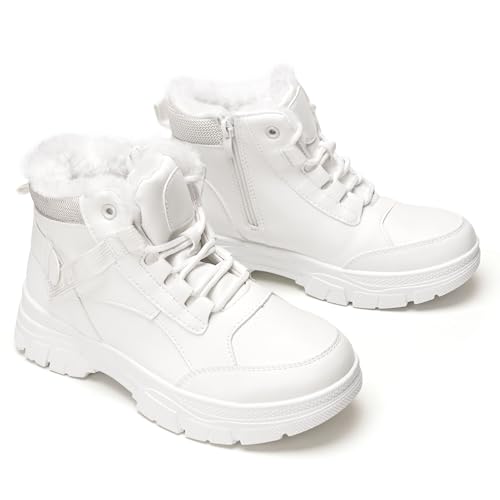 GLAMORA Botas de invierno para mujer impermeables con forro de pelo cálido, suela antideslizante y cremallera lateral, diseño urbano cómodo y resistente ideal para trabajo, montaña o uso diario