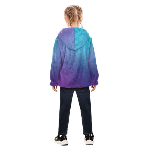 GuoChe Abstract Blurred Teal Purple Blue Boy Hooded Fleece Jacket4