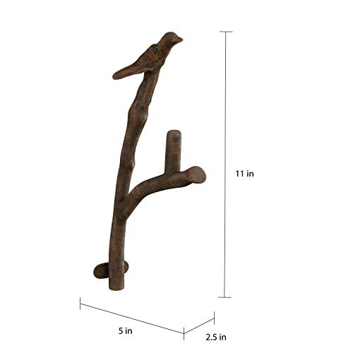 Lavish Home Decorative Skeleton Key Design Cast Iron Shabby Chic Wall Mount Hooks For Coats, Towels, Hats, Scarves, Jewelry, And More, (L) 2.5”X (W) 5”X (H) 11”, Rustic Brown #TOP1
