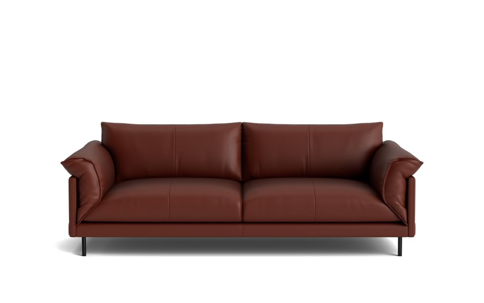 Image of LEGACY OF COMFORT Zola 3 Seater Sofa Three Seater Sofa Leather for Living Room Hotels and Offices (Saddle Brown)