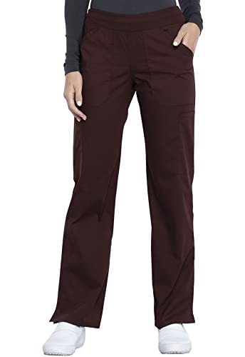 CHEROKEE Workwear Professionals Women Scrubs Pant Mid Rise Straight Leg Pull-on Cargo WW170T, XL Tall, Espresso