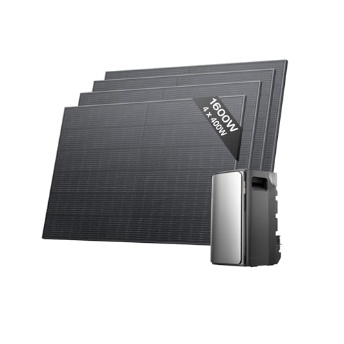 ECOFLOW kit fotovoltaico con batteria (1600W,1,92kWh), STREAM Ultra 1,92 kWh, 4x400 W panelli solari rigidi, ingresso solare 2.800 W(4 MPPT), 2 porte CA 2.300 W, microinverter