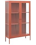 Beliani Vitrina Alta Estilo Industrial Moderno de Acero con 2 Puertas Vidrio marrón Dorado Nash