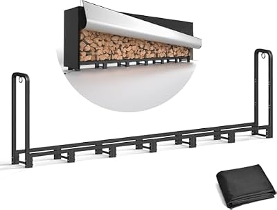 DECOSIS Firewood Rack Outdoor 8ft with Waterproof Cover