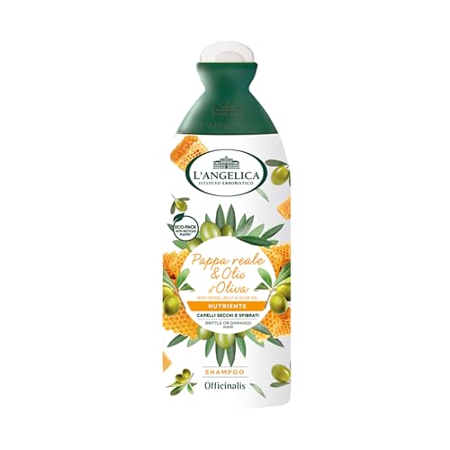 L'Angelica Officinalis, Shampoo Nutriente, Pappa Reale e Olio d'Oliva, Ideale per Capelli Secchi, Sfibrati, Senza Siliconi, Parabeni, OGM, 250ml