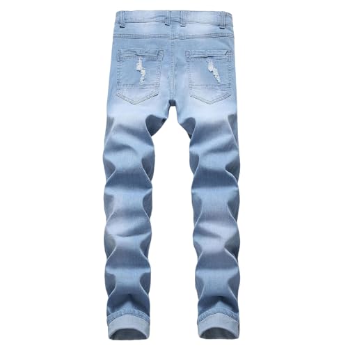 Pantalon en jean pour homme, noir, déchiré, élastique, coupe ajustée, tendance, extensible, imprimé, tube droit, coupe ajustée, confortable, western,...