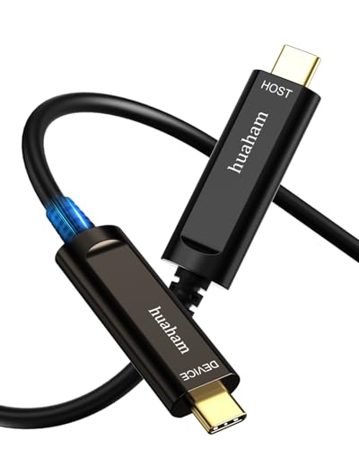 Image of USB C Fiber Optic Cable 33 FT, 10Gbps USB 3.2 Gen2 Cable with Germany SiliconLine Chip, Ultra Slim & Long Distance for Logitech 4K Camera,VR /AR,Video Conference,Industrial System