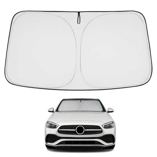 Proadsy Windshield Sun Shade for 2015-2021 Mercedes Benz C Class W205 C250 C300 C400, 4-Layer Foldable Sun Visor Protector Blocks UV Rays Heat Damage, Keep Interior Car Cooler Accessories