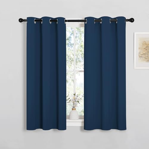 Image of NICETOWN Bedroom Curtain Panels Blackout Draperies, Thermal Insulated Solid Grommet Blackout Curtains /Drapes (Moroccan Blue, 1 Pair, 34 by 45-inch)