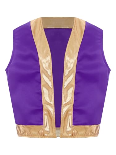 Aislor Kids Boys Halloween Cosplay Role Play Party Fancy Dress Up Outfits Arabian Prince Vest Open Front Waistcoat Tops