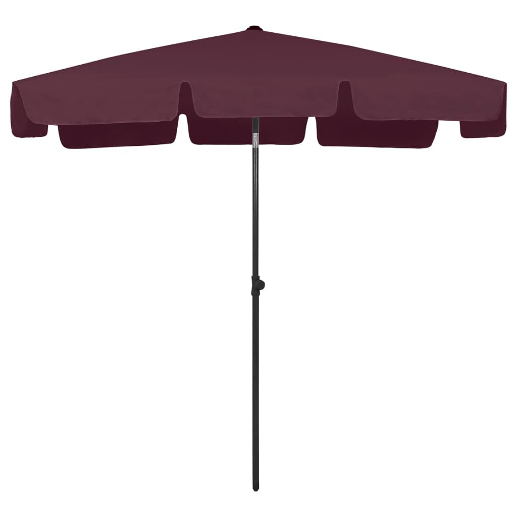 Ombrellone da Spiaggia Rosso Bordò 200x125 cm con Protezione UV e Anti-Sbiadimento, Inclinabile e Regolabile in Altezza, Realizzato in Poliestere Resistente agli Agenti