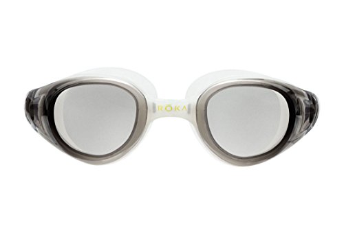 ROKA X1 Anti-Fog Low-Drag Large Mirror Swim Goggles for Men and Women - Light Grey