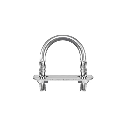 Image of uxcell Round U-Bolts, 5 Sets 29mm(1.14 inch) Inner Width 47mm Length M6 304 Stainless Steel U Clamp Bolt with Nuts Washers and Plates, for Boat Trailer