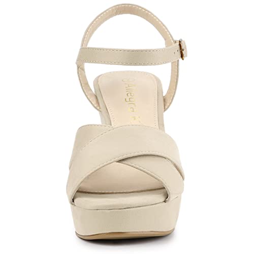 Allegra K Women's Platform Chunky Heel Ankle Strap Beige Sandals 7.5 M US2