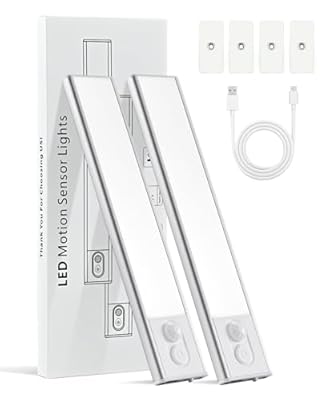 Under Cabinet Lighting Rechargeable, Dimmable Magnetic Motion Sensor Under Cabinet Light, 1100 mAh Wireless LED Under Counter Lights - Kitchen, Closet, Stairs, Hallway