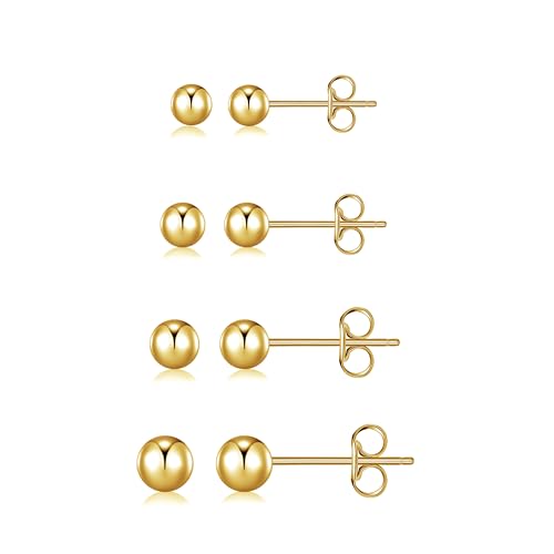 BMMYE Stainless Steel Earrings for Women,Small Stud Earrings with Cubic Zirconia Earrings Studs Set Waterproof Sensitive Earrings Hypoallergenic Stainless Steel Stud Earring for Women