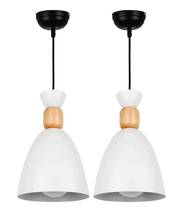 Image of Modern White Aluminium Pendant Light for Ceiling, Decorative Hanging Light for Living Room, Dining Room, Kitchen & Cafe Pack of 2