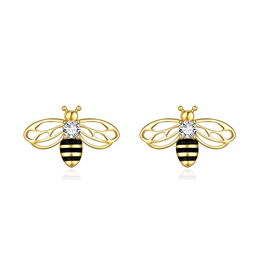 925 Sterling Silver Bee Earrings Gold Cute Bumblebee Stud Earrings Jewellery Birthday Gifts for Women