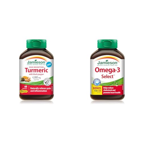 High Absorption Turmeric with Black Pepper 4,000 mg - Non-GMO, Gluten-Free & Omega-3 Select 1,000 mg