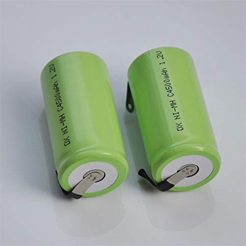 without brand FJY-BATTEERY, 1,2 V batteria ricaricabile Ni-Mh NiMH C 4500 mAh cellulare dimensioni LR14 R14 con la saldatura delle linguette, pin per torcia e giocattoli orologio (dimensioni: 3 pezzi)