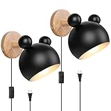 Linkinghome Plug in Wall Sconces Set of Two, Matte Black Wall Lights with Plug in Cord On/Off Switch, Modern Wall Mounted Bedside Wall Lamp for Bedroom Living Kids Room Hallway -2 Pack