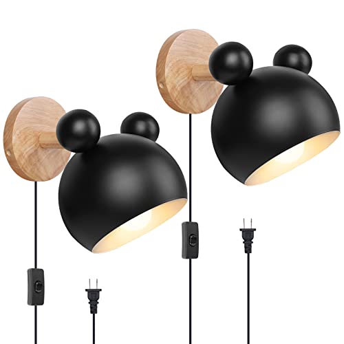 Linkinghome Plug In Wall Sconces Set Of Two, Matte Black Wall Lights With Plug In Cord On/Off Switch, Modern Wall Mounted Bedside Wall Lamp For Bedroom Living Kids Room Hallway -2 Pack #TOP2
